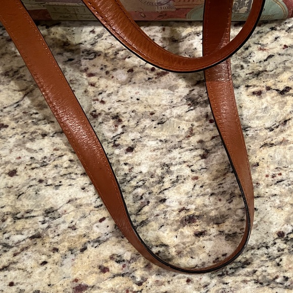 Fossil Vintage Travel Print Satchel Shoulder Bag Brown Leather Handles Cream - Picture 6 of 16